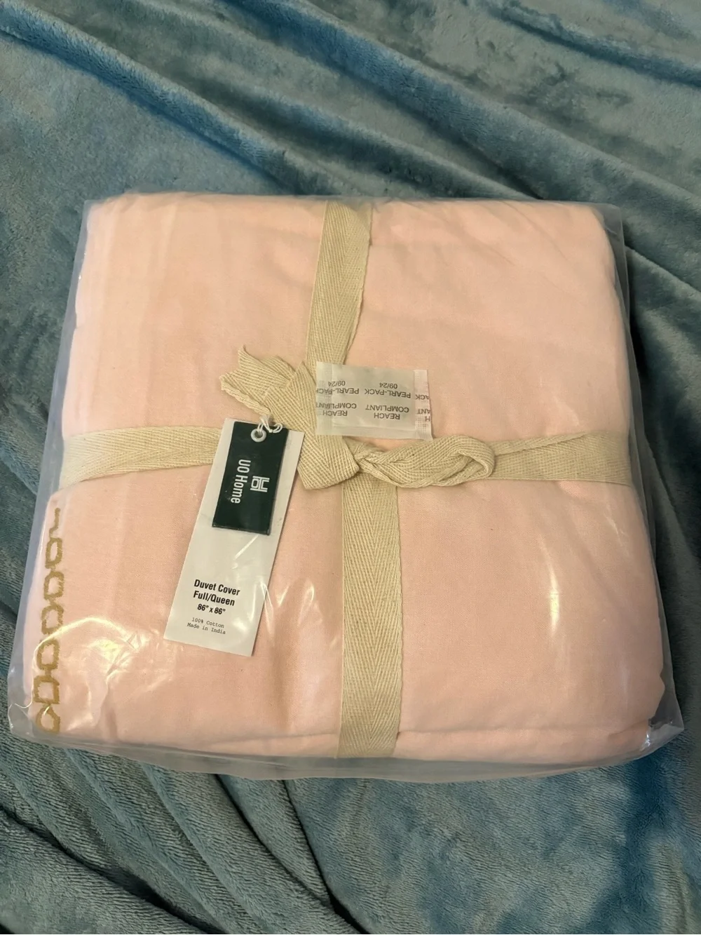 Soft Pink Floral Embroidered Duvet Cover